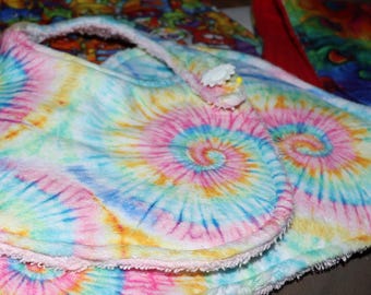 3 piece  minky spin paint pink and blue print on minky- bib-burper-changing pad