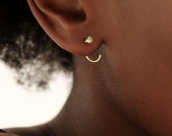 Gold Hoop Earrings with white topaz gemstones - Pull-Through Hoops - Special Offer, Versatile Jewellery for Women, Perfect Gift Idea