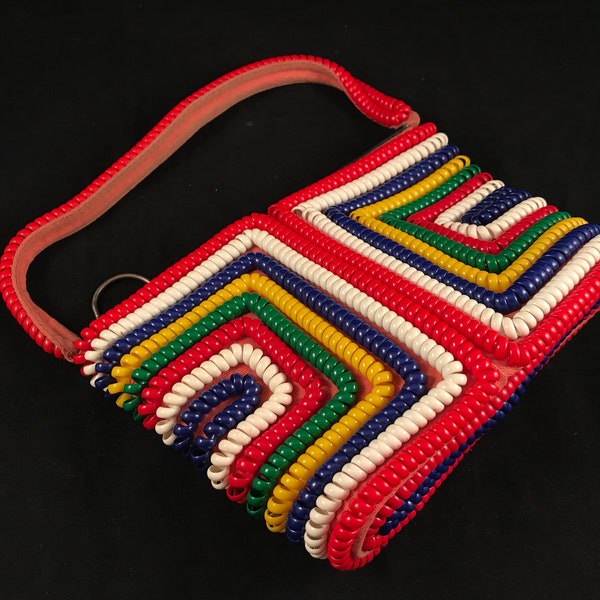 Vintage 1940s Colorful Telephone Cord Purse