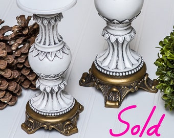 SOLD!!!! White and Gold Candlesticks
