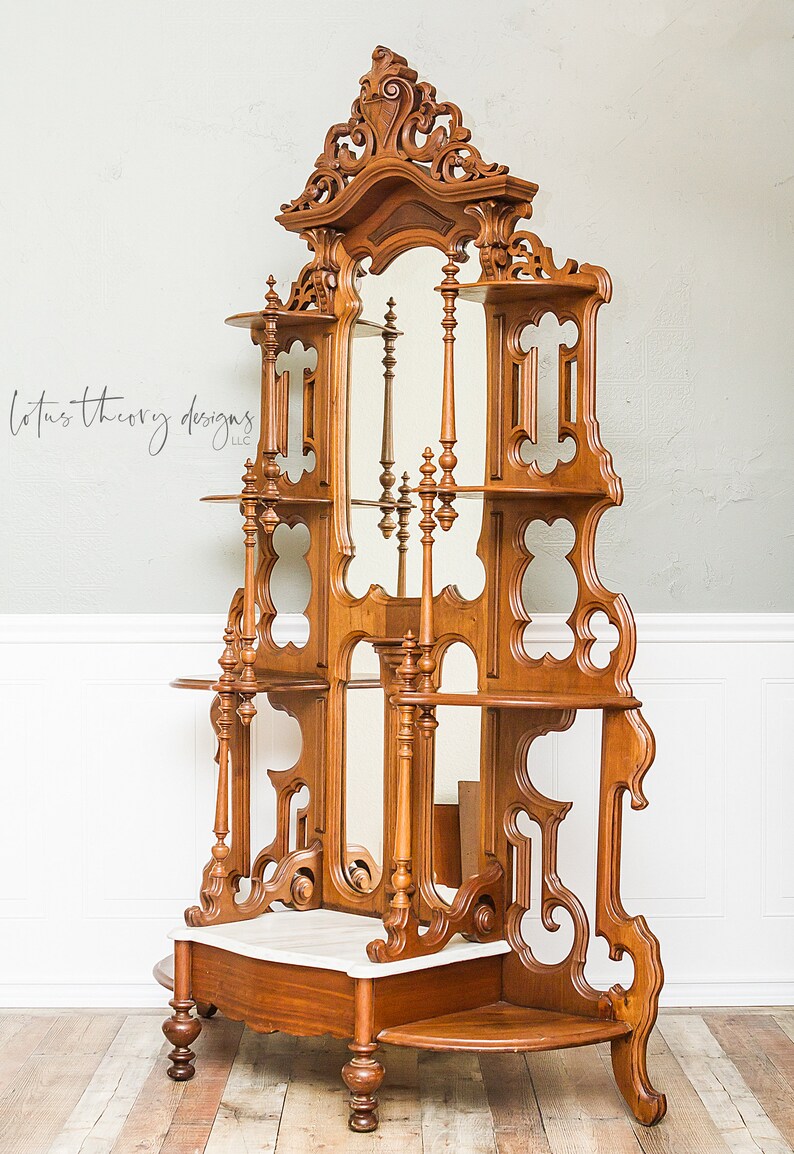 Antique Victorian Etagere with Mirror. Vintage Ornate Hall Etsy