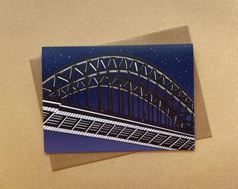 The Tyne Bridge at Christmas, Newcastle Upon Tyne Greetings Card