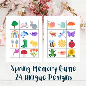 Primavera imprimible - Juego de memoria de Pascua y primavera - Descarga instantánea - Tamaño A4 y carta