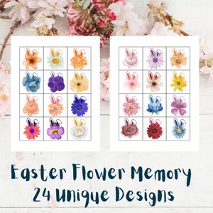 Flores de Pascua para imprimir - Juego de memoria de Pascua - Descarga instantánea - Tamaño A4 y carta