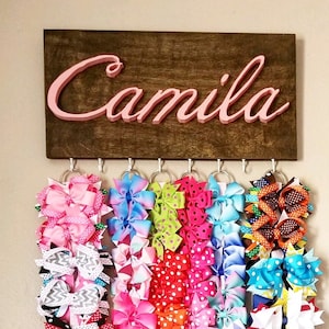 Personalized Custom Wood Bow Holder for Girls| Girl Mom Gift | Hair Bow and Headband Decor|Custom Hair Bows Organizer|Baby Nursery