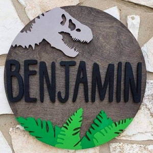 23&quot;Jurassic Dinosaur Sign | Personalized | Wood Decor| Kids Room Decor