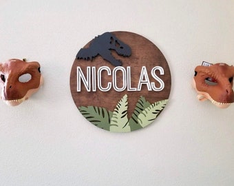 Personalized Jurassic Dinosaur Wood Sign - Kids Room Decor
