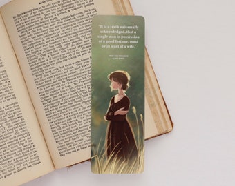 Pride and Prejudice Bookmark | Elizabeth Bennet, English Countryside, Book Lover, Digital Art, Regency, Jane Austen, Literary Gift