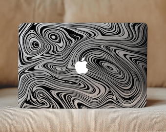 Naklejka winylowa na MacBooka Pro 16 14 cali z abstrakcyjnym wzorem spirali w kolorze czarnym, przezroczysta, Neo Air, 15 cali, 13,3 cala, 13,6 cala, M5, M4, M3, M2, M1, falista, 2026, 2025, A3404, A3240