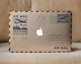 Vintage Airmail MacBook Pro 16 14 Skin M5 M4 Cover in vinile trasparente Mac book Air 15 13.3 13.6 pollici M3 M2 Neo Decal Classic Travel 2026 2019 A2179