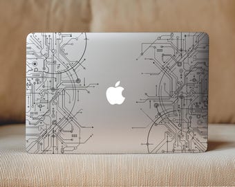 Minimal Circuit MacBook Pro 16 14 Skin Futuristic Tech Clear Vinyl Mac book Air 15 13 inch M5 M4 M3 M2 Neo Sticker Clean Line Art 2026 A2442