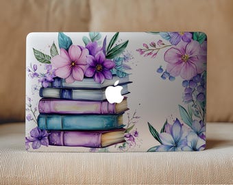 Book Lover Gift MacBook Air 13.6 13.3 Wrap Sticker M5 M4 M3 Floral Watercolor Aesthetic Laptop Pro 14 15 16 Neo 13Inch Clear Skin A2179 2024