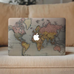 Kaart van de wereld Mac Book Pro 15 In Air Travel Decal M1 M3 13 Cover M4 14 2024 MacBook Vinyl Sticker Pro 16 Skin Clear A2338 Schoon oude stijl