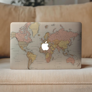 Map of the World Mac Book Pro 15In 13.6" Air Travel Decal M1 M3 Neo 13 Cover M4 14 2025 Vinyl Sticker M5 16 Skin Clear A2338 Clean Old style