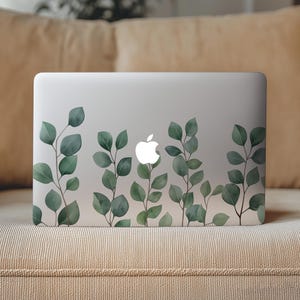 Eucalyptusbladeren transparante huid Macbook Air 15" M5 M4 M3 M2 M1 Pro 16 14 13 inch Neo vinyl sticker sticker minimaal mintgroen ontwerp A3240