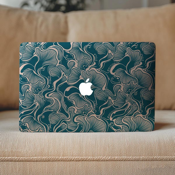 Abstract Ginkgo Leaf MacBook Air 15 13 inch Clear Skin Pro 16 14 M5 M4 M3 M2 M1 Neo Art Nouveau Vinyl Decal Cover 2026 2023 2022 A3448 A1989