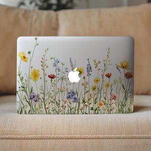 Wildflower Decal Macbook Pro 15 16 Inch Gentle Floral Mac Book Skin Apple 14 2025 A2338 13.6" Air Stickers Clear M2 M3 M4 Cute Elegant Gift