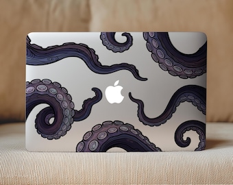 Pegatina de vinilo transparente con estampado de tentáculos de pulpo para MacBook Pro de 16 y 14 pulgadas, Neo Air de 15 y 13 pulgadas, M5, M4, M3, M2 y M1, con diseño elegante de mar (2026, 2020, A2991, A3449).