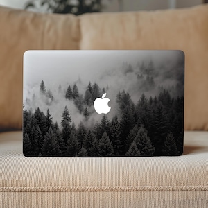 Foggy Forest Macbook Pro 14 16 In M4 Black Haze Tree Print MacBook Air 15 Cover Macbook 15&quot; Skin M3 15 Decal Mac Pro 2024 Gift 2017 11 Vinyl
