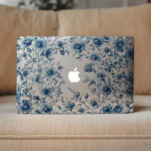 Blue Flowers Macbook Pro 13 M2 M1 Skin Roses Macbook Decal Macbook Air 11&quot; A2179 15 Inch Macbook Pro 16&quot; 2024 Stickers Apple Mac Decal A1932