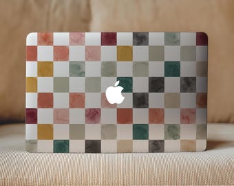 Watercolor Checkered MacBook Pro 16.2 14 inch Clear Skin Neo Air 15 13 M5 M4 M2 M1 Color Block Plaid Print Vinyl Decal 2026 2023 A3428 A3113