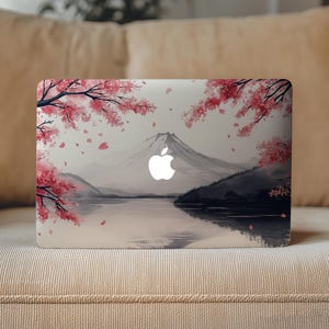Fuji view Macbook Air 13 15 Clear skin Sakura Flowers Watercolor Japanese Mac book 16 inch Traditional Design 14" Neo Vinyl Decal 2025 M4 M5