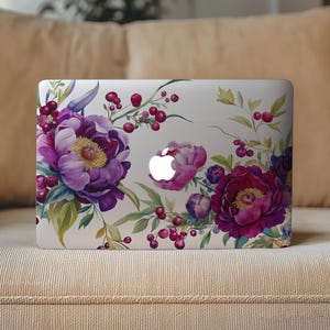 Peony Flowers Macbook 16 Pro M4 Skin Floral Case Macbook pro 14 M3 roses Mac Book Pro Decal Roses Macbook pro macbook air 13 M1 Floral Decal
