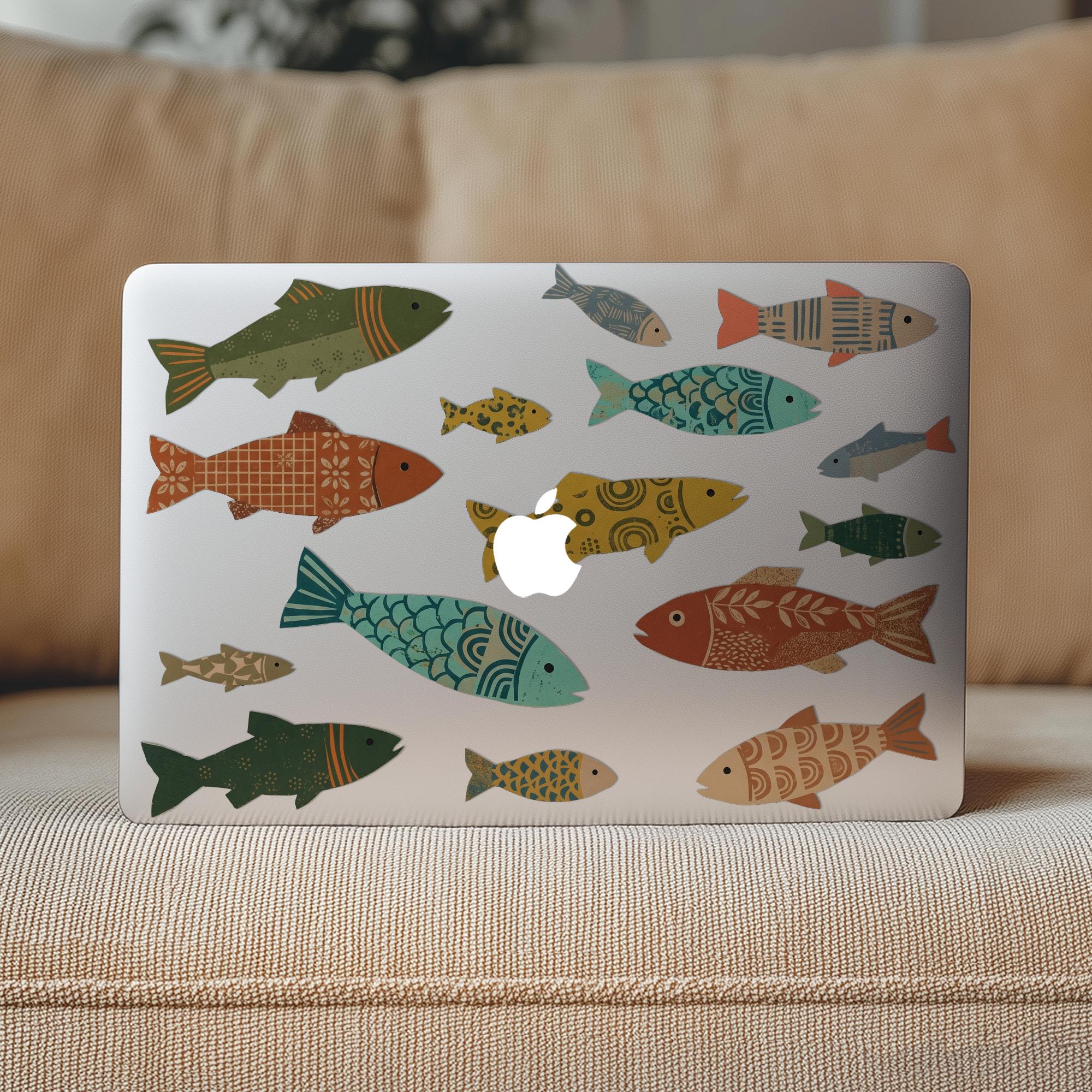 Colorful Fish MacBook Air 15 13.3 13.6 inch Skin Nautical Neo A18 Pro 16 14 M5 M4 M3 M2 M1 Palm Rest Clear Vinyl Cover 2026 2022 A3426 A2941
