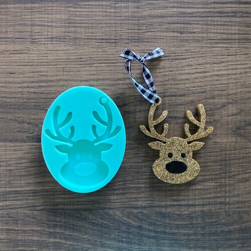 Silicone Mold Etched Doe and Fawn Ornament
