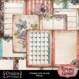 Printable Junk Journal Planner, Scrappy Garden