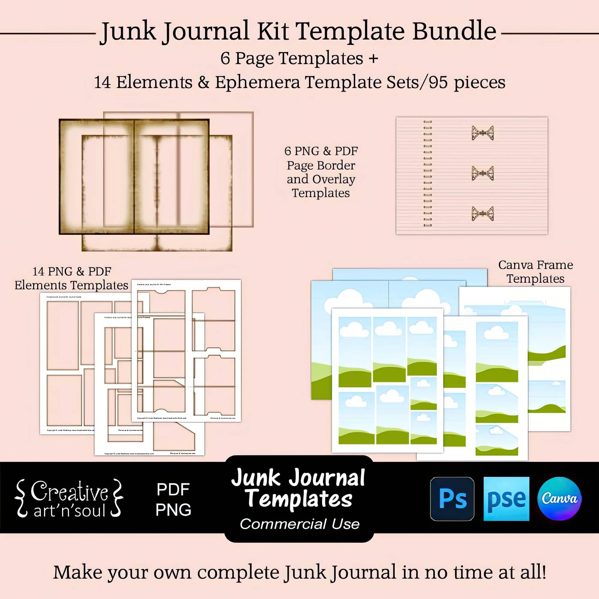 Junk Journal Templates, Complete Printable Junk Journal Kit, Templates ...
