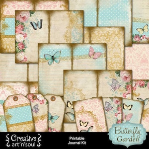 Printable Junk Journal, Butterfly Garden