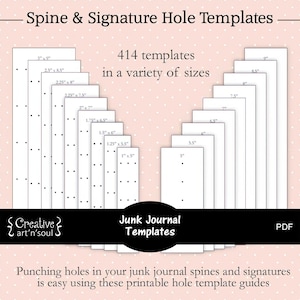 ジャンクジャーナルテンプレート、背表紙と署名穴のテンプレートバンドル、印刷可能なPDF