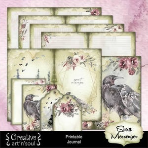 Printable Junk Journal Kit Spirit Messenger, Printable Writing Pages, Digital Download