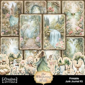 Printable Junk Journal Kit The Whispering Wilds, Printable Junk Journal Papers Cards Tags Ephemera, Digital Download