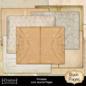 Printable Junk Journal Pages Basic Vintage Textures, Neutral Junk Journal Pages, Printable Papers, Digital Download