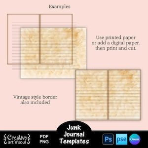Printable Junk Journal Lined Page Templates