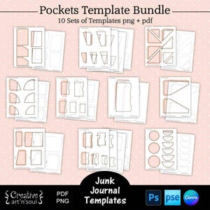 Printable Junk Journal Pocket Template Bundle,  Junk Journal Envelopes, Templates for Canva and Photoshop