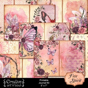 Printable Junk Journal Kit, Printable Journal Pages, Free Spirit image 1