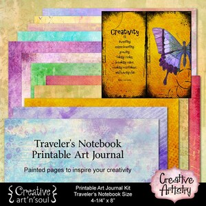 PRintable Traveler's Notebook Art Journal, Printable Art Journal Pages, Creative Artistry image 1