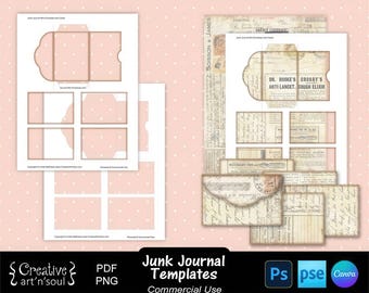 Junk Journal Templates, Printable Mini Envelope and Cards, Templates for Canva and Photoshop