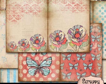 Printable Junk Journal Pages, Scrappy Garden Addon Pages