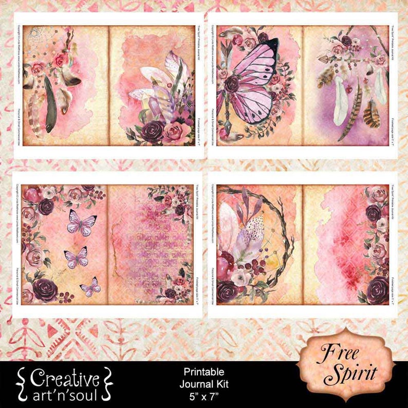 Printable Junk Journal Kit, Printable Journal Pages, Free Spirit image 2