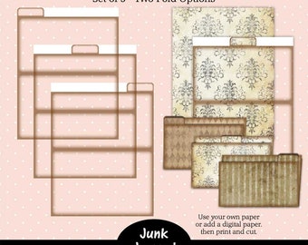 Printable Junk Journal Template, Junk Journal Folder with Top Tab