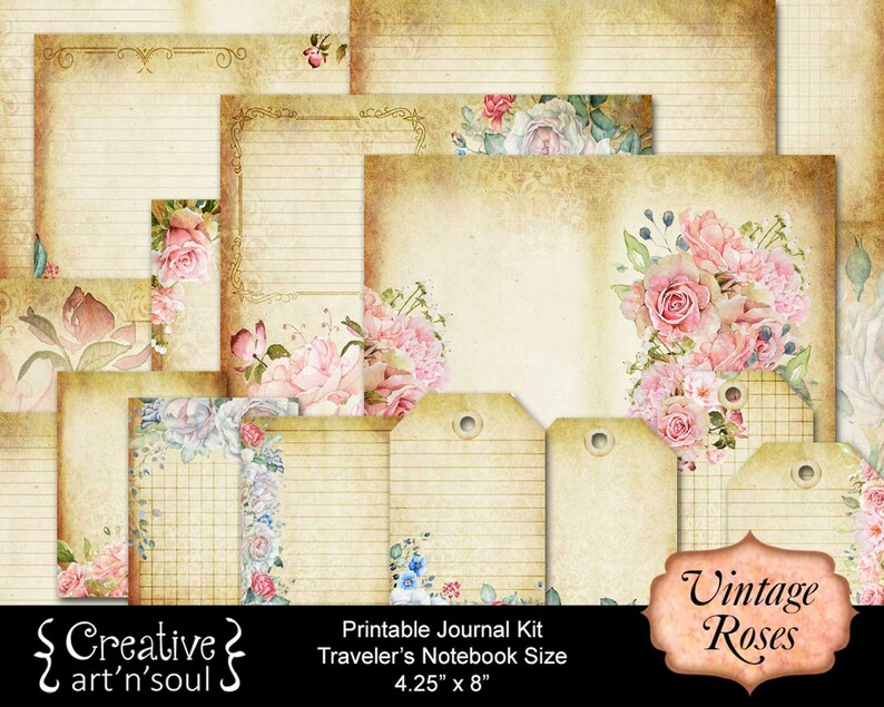 Printable Journal Kit Traveler's Notebook Digital Journal Etsy