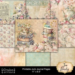 Printable Junk Journal Pages, Tea Party
