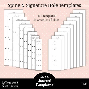 Printable Junk Journal Templates, Spine and Signature Hole Templates