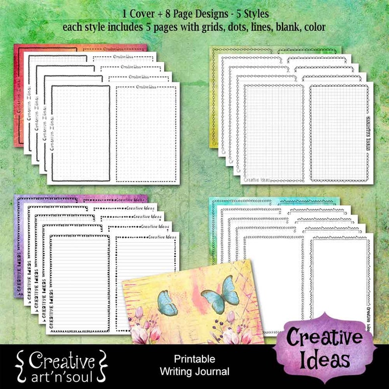 Printable Writing Journal, Printable Writing Paper, Creative Ideas image 2