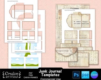 Junk Journal Templates, Printable Mini Envelope and Cards, Templates for Photoshop and Canva