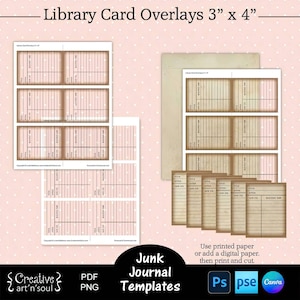 Modelos de cartões de diário de lixo para impressão, sobreposições de cartões de biblioteca de diário de lixo 3" x 4", modelos para Canva e Photoshop